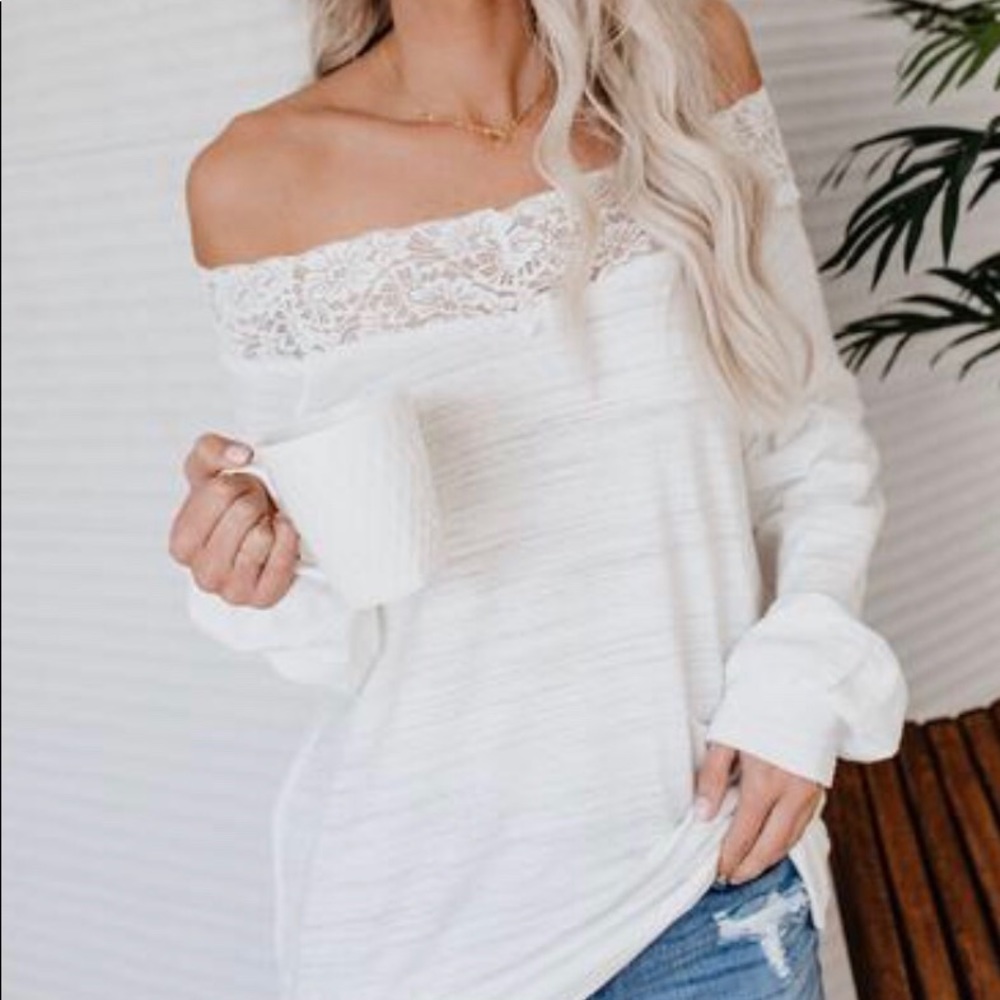 Off The Shoulder Cotton And Lace Top
